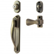 Discontinued: DX Pull Handle With Keyed Deadbolt, Antique Brass