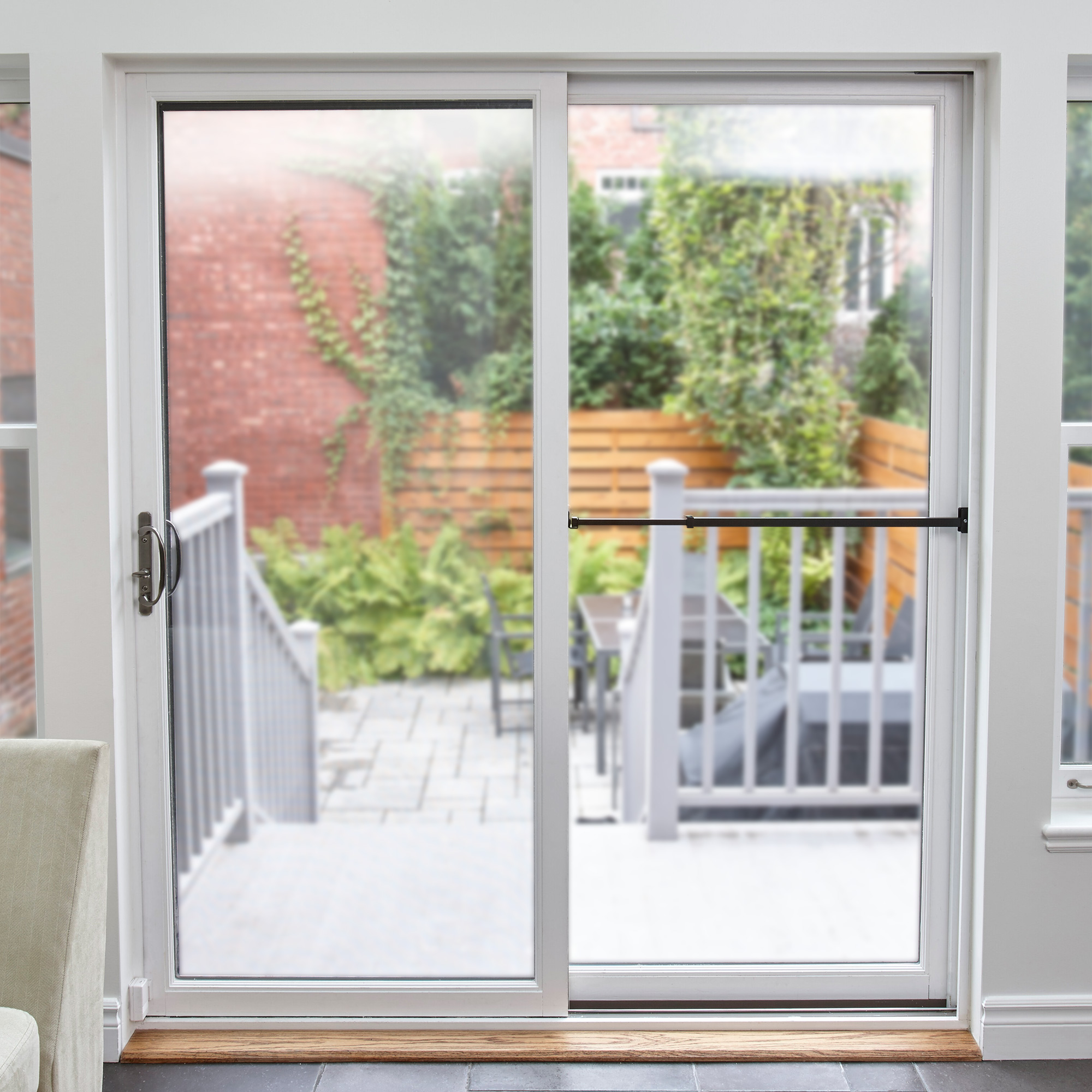 Patio Door Security Bar With AntiLift Lock, Black