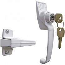 Classic Push-Button Handle Set With Key Lock, White