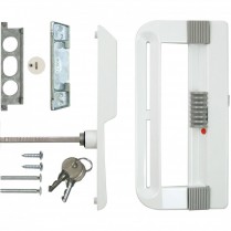 Patio Door Handle Set With Keyed Lock, White