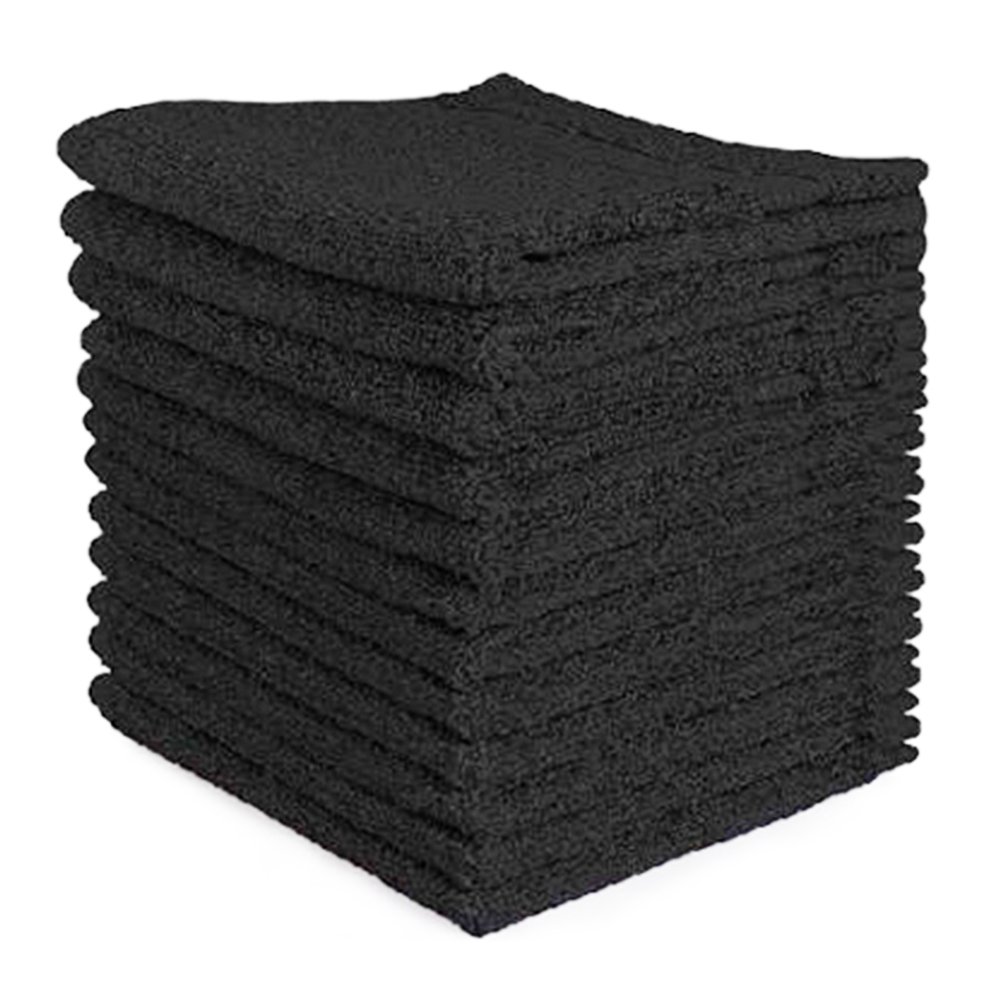 black patterned hand towels