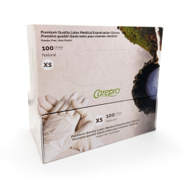 CarePro Latex Powder Free Exam Gloves Natural 100PC XSmall