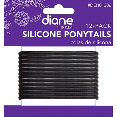 Diane Silicone Ponytails 12- pack Black #DEH01306