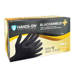 Hands On Blackshield Nitrile Black Gloves Medium 120BLK73222