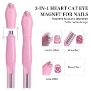 3in1 3D Love Heart Cat Eye Magnet Pink 33614