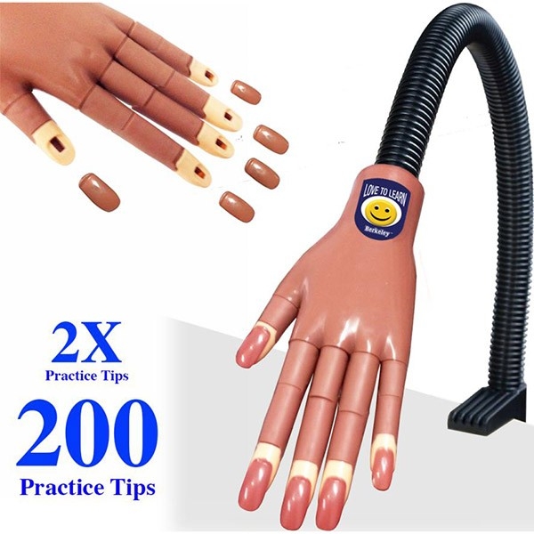 Berkeley Nail Training Hand W/200 Practice Tips Deluxe NT182