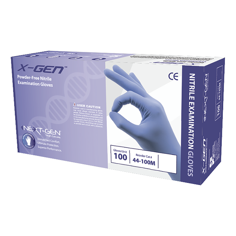 XGen Nitrile Blue Disposable Gloves Medium 100Pcs 44100M