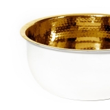 Noel Asmar Pedicure Bowl Hammered Brass W/White PB3001W