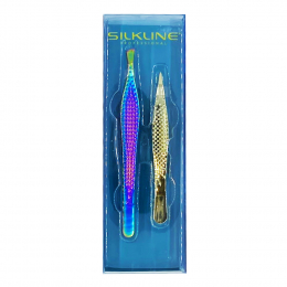 Silkline Stainless Steel Tweezers Set 2PK TWEEZ1WOC 02809