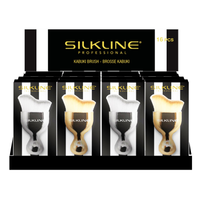 Silkline Kabuki Brush 16PC Gold & Silver KABUKIDISPDC 02608