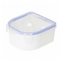 White Warming Manicure Bowl, Pink/Blue Stripe MB315