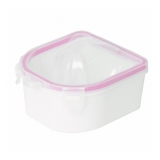 White Warming Manicure Bowl, Pink/Blue Stripe MB315
