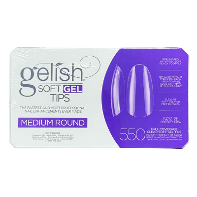 Gelish Clear Soft Gel Tips Medium Round 550 Tips 1168095