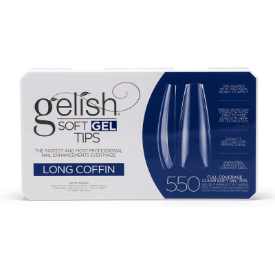 Gelish Clear Soft Gel Tips Long Coffin 550 Tips 1168096