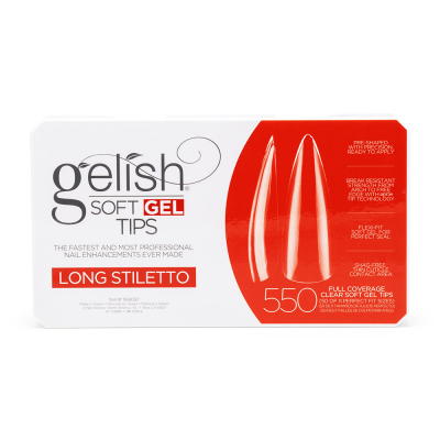 Gelish Clear Soft Gel Tips Long Stiletto 550 Tips 1168097