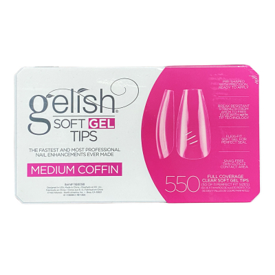 Gelish Clear Soft Gel Tips Medium Coffin 550 Tips 1168098