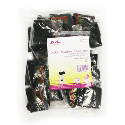 Dukal Reflections Thong Panty, Black 25-pack 900502