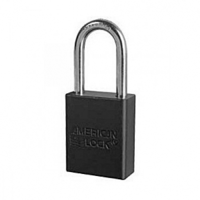 American Lock Aluminum Padlock, Black 1-1/2" Shackle, KD