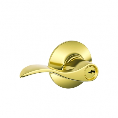 Schlage F51A-ACC-605 Entry Lock, Accent Lever, Bright Brass