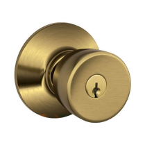 Schlage F51A-BEL-609 Entry Lock, Bell Knob, Antique Brass