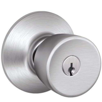 Schlage F51A-BEL-626 Entry Lock, Bell Knob, Satin Chrome