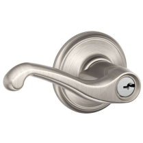 Schlage F51A-FLA-619 Entry Lock, Flair Lever, Satin Nickel