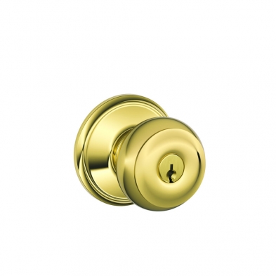 Schlage F51A-GEO-605 Entry Lock, Georgian Knob, Bright Brass