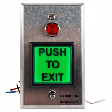 Securitron PB2 2" Illuminated "Push To Exit" Pushbutton