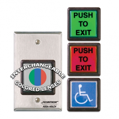 Securitron PB2E 2" Momentary "Push To Exit" Pushbutton