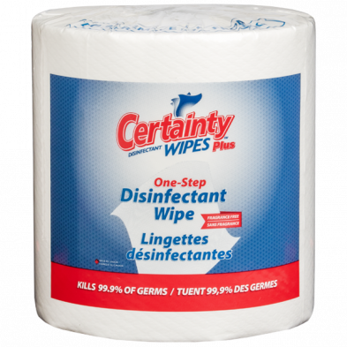 disinfectant wipes from certainty plus disinfects surfaces from bacteria and viruses. kills 99.9% of bacteria.