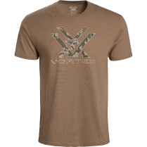 Vortex T-Shirt: Coyote Heather Camo Logo