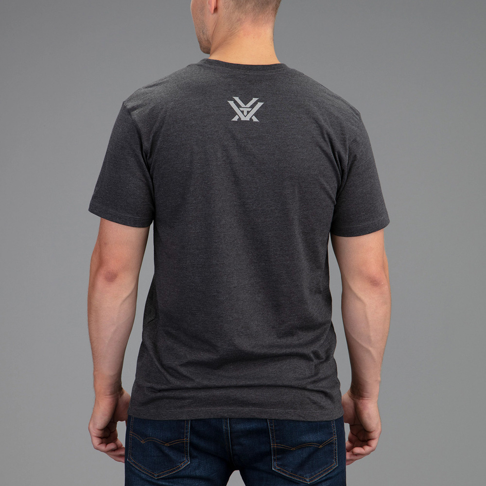 Vortex Men's T-Shirt: Charcoal Heather Camo Logo