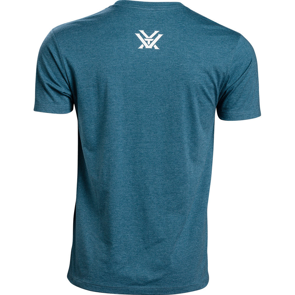 Vortex T-Shirt: Steel Blue Heather Three Peaks