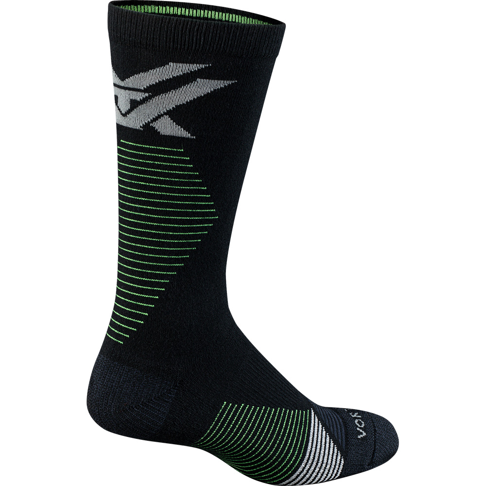 Vortex Men's Crew Socks: Black/Toxic Green Pursuit Trail