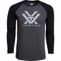Vortex Men's LS T-Shirt: Charcoal Raglan Core Logo