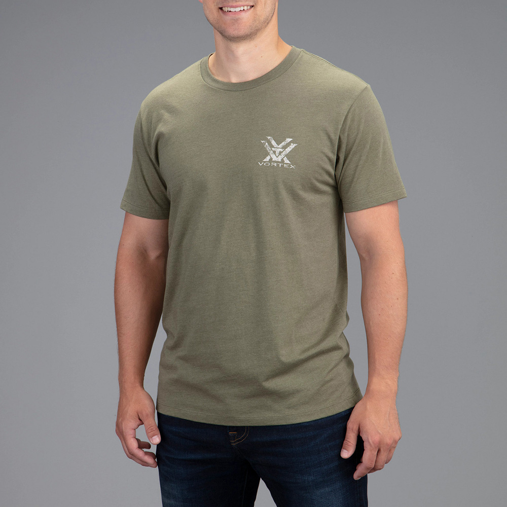 Vortex Men's T-Shirt: Military Heather Head-On Muley