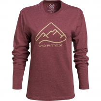 Vortex Women's Long Sleeve T-Shirt: Burgundy Alpine Line