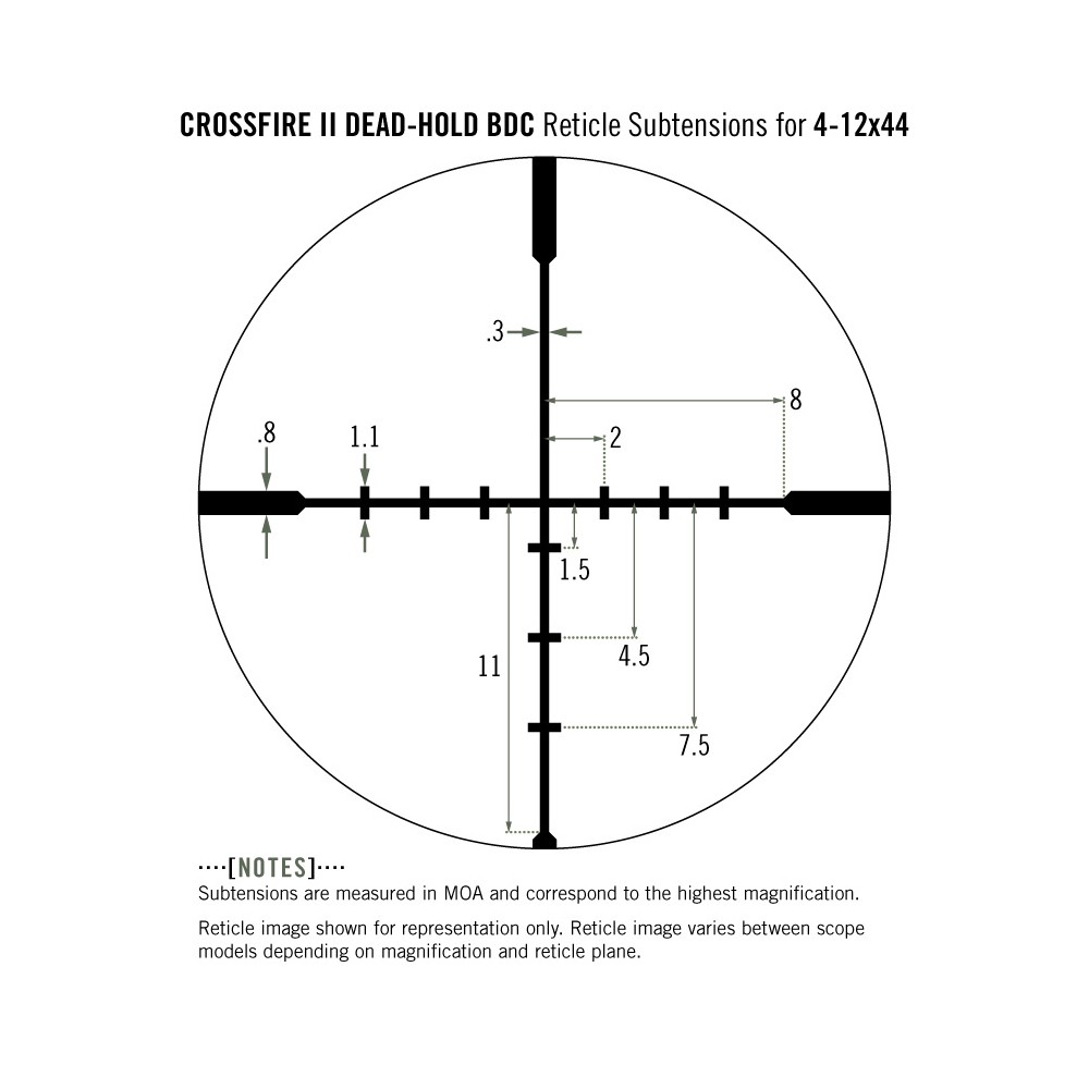 Lunette de tir Crossfire II 4-12x44 1-pouce avec réticule BDC de Vortex