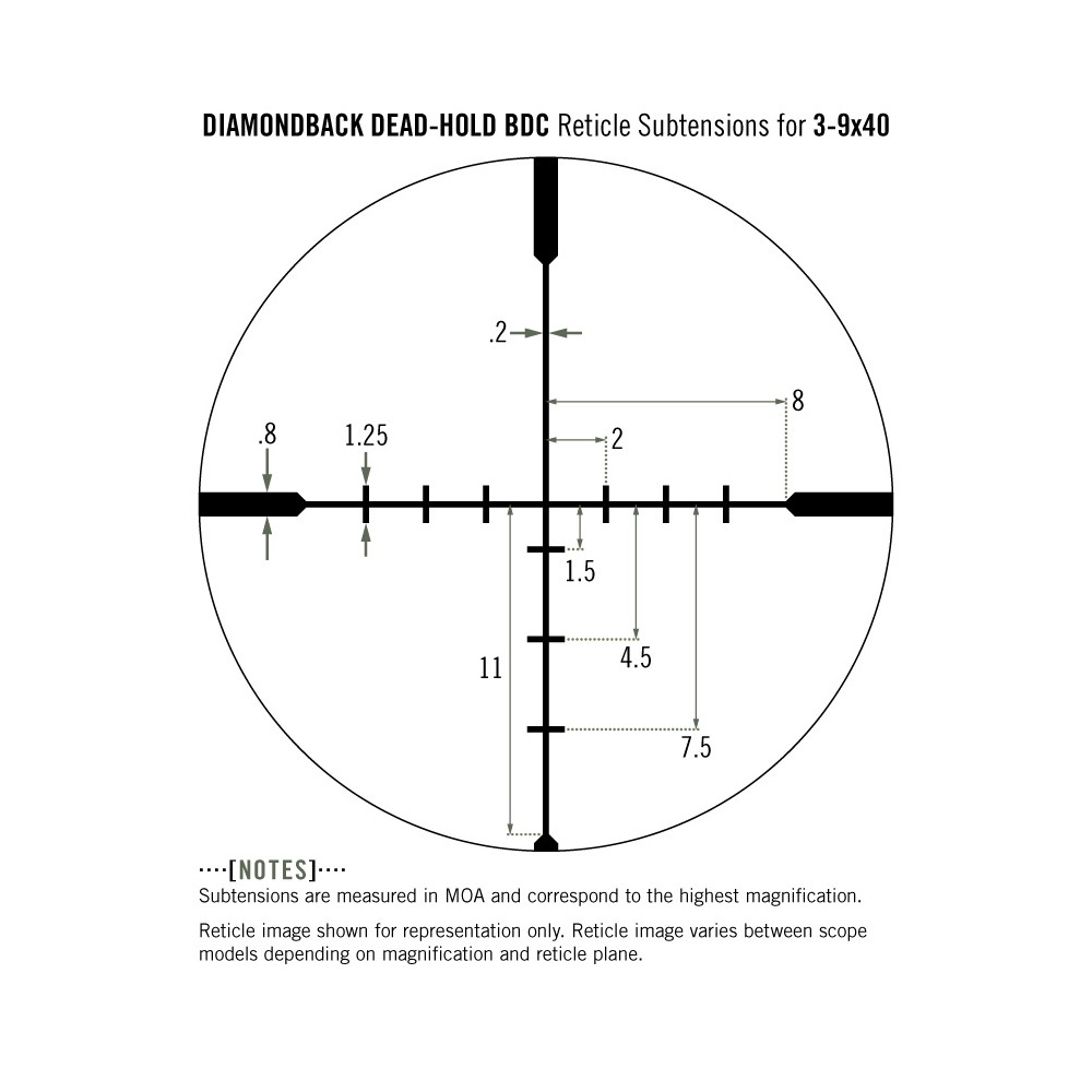 Lunette de tir Diamondback 3-9x40 avec réticule BDC de Vortex