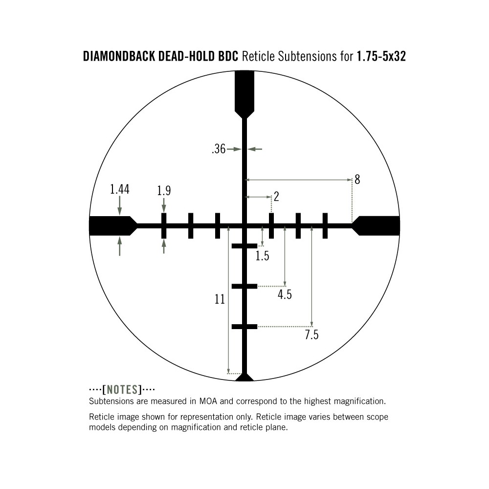Lunette de tir Diamondback 1.75-5x32 avec réticule BDC de Vortex