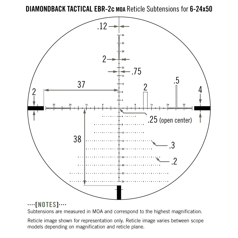 Lunette de tir Diamondback Tactique 6-24x50 PPF avec réticule EBR-2C MOA de Vortex