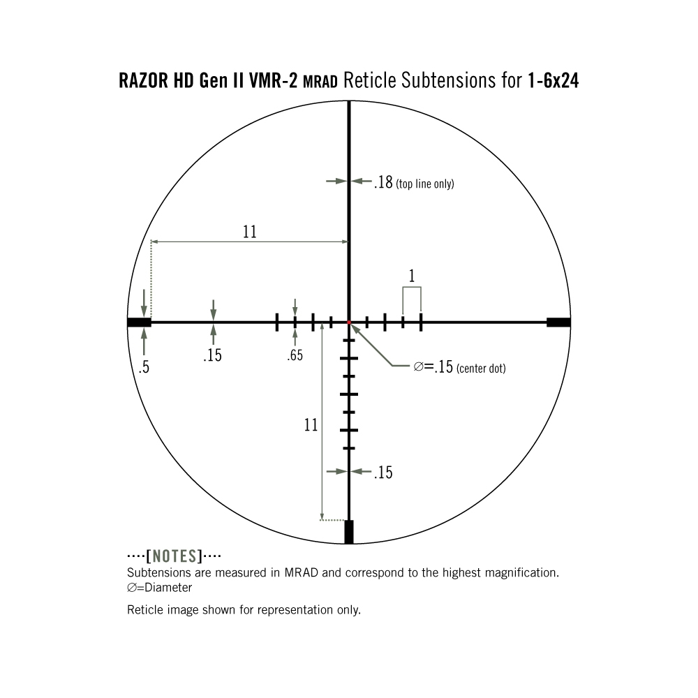 Vortex Razor Gen II HD-E 1-6x24 Riflescope VMR-2 mrad