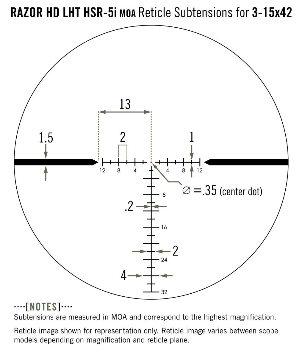 Lunette de tir Razor HD LHT 3-15x42 SPF avec réticule HSR-5i MOA de Vortex