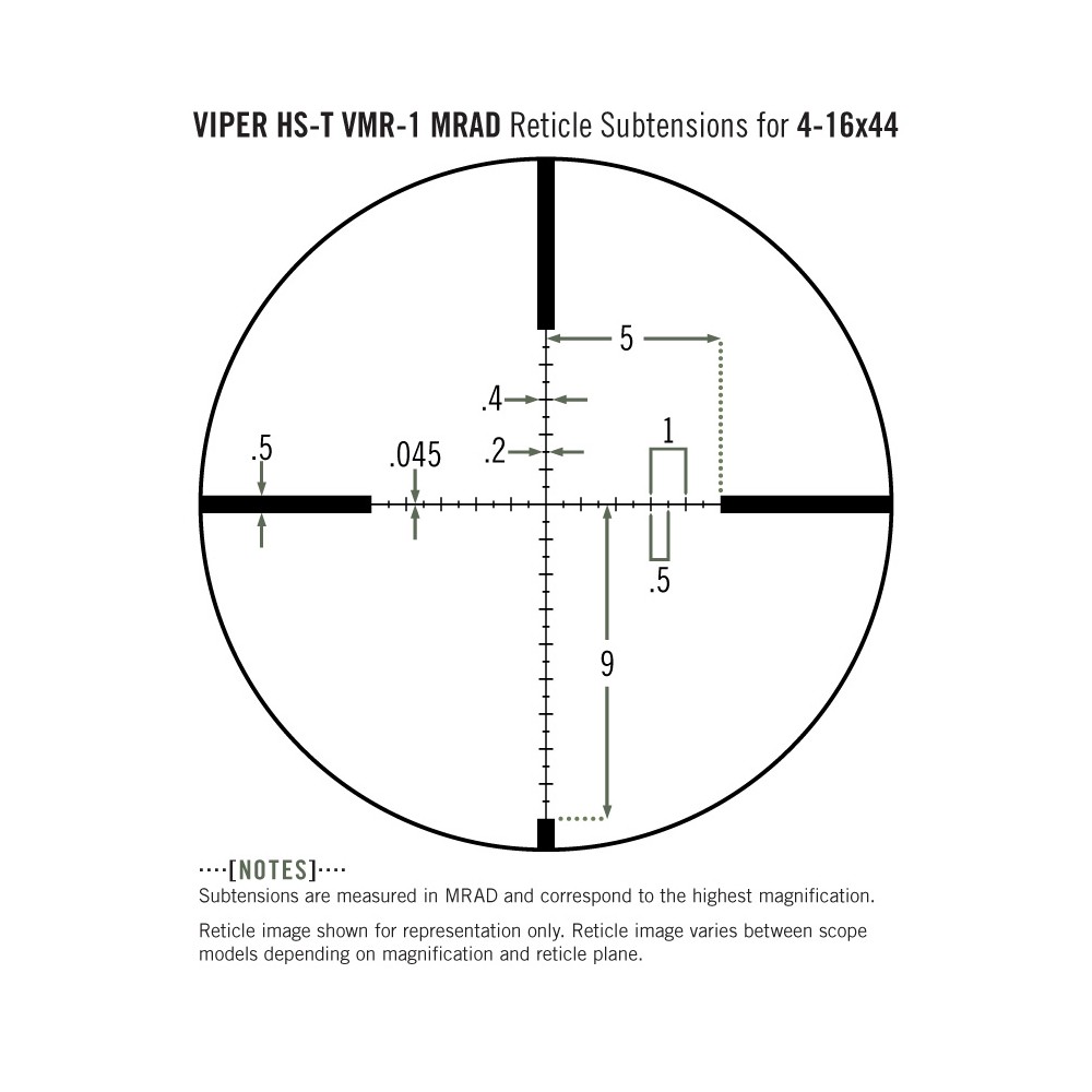 Lunette de tir Viper HS-T 4-16x44 SPF avec réticule VMR-1 MRAD de Vortex