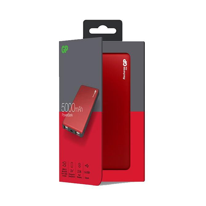 GPMP05MARGB-2B1    External Battery / USB Charger 2 x 2.1A 5Ah GP Red
