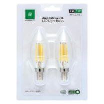 EWL-LEDC37-4-NW   Ampoule a filaments DEL 12V 4W format C37, blanc neutre (paquet de 2)