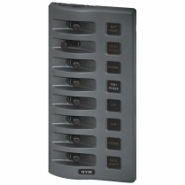 BS4308   WeatherDeck 12V DC Waterproof Switch Panel with Fuses - Gray 8 Positions