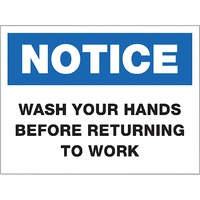 Sign- Wash hands before return