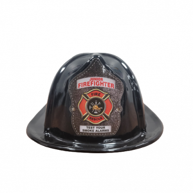 Children's Fire Helmet in Black with Junior Fire Chief Badge Sticker