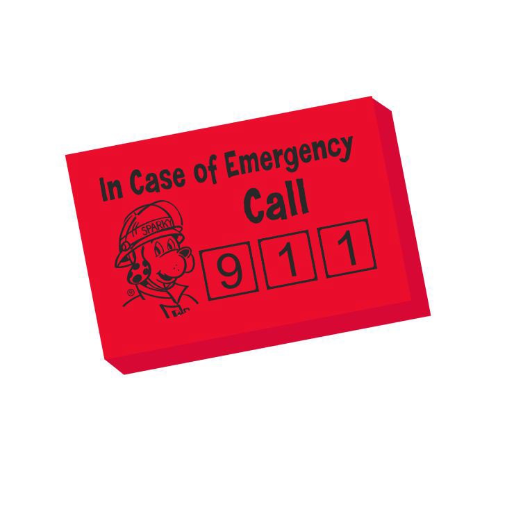 Sparky In Case Of Fire Call 911 Eraser Fire Marshal's Public Fire